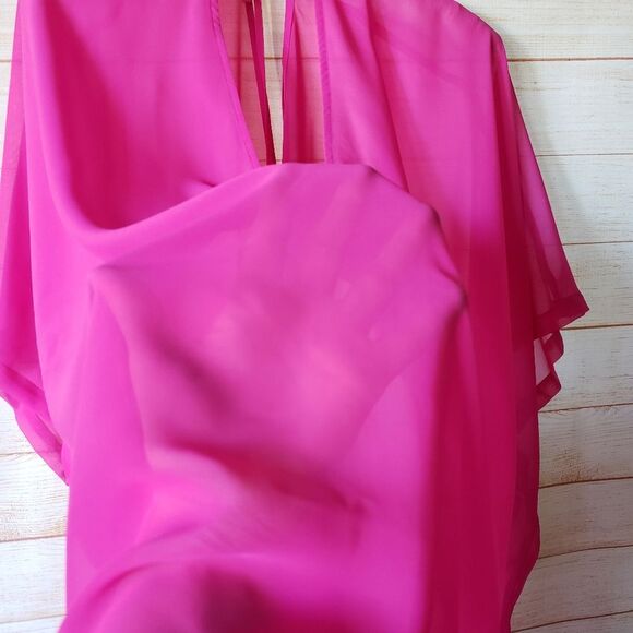 L'Agent by Agent Provocateur Rosana Sheer Swim Cover Up Pink One Size Fits Most - Picture 7 of 10